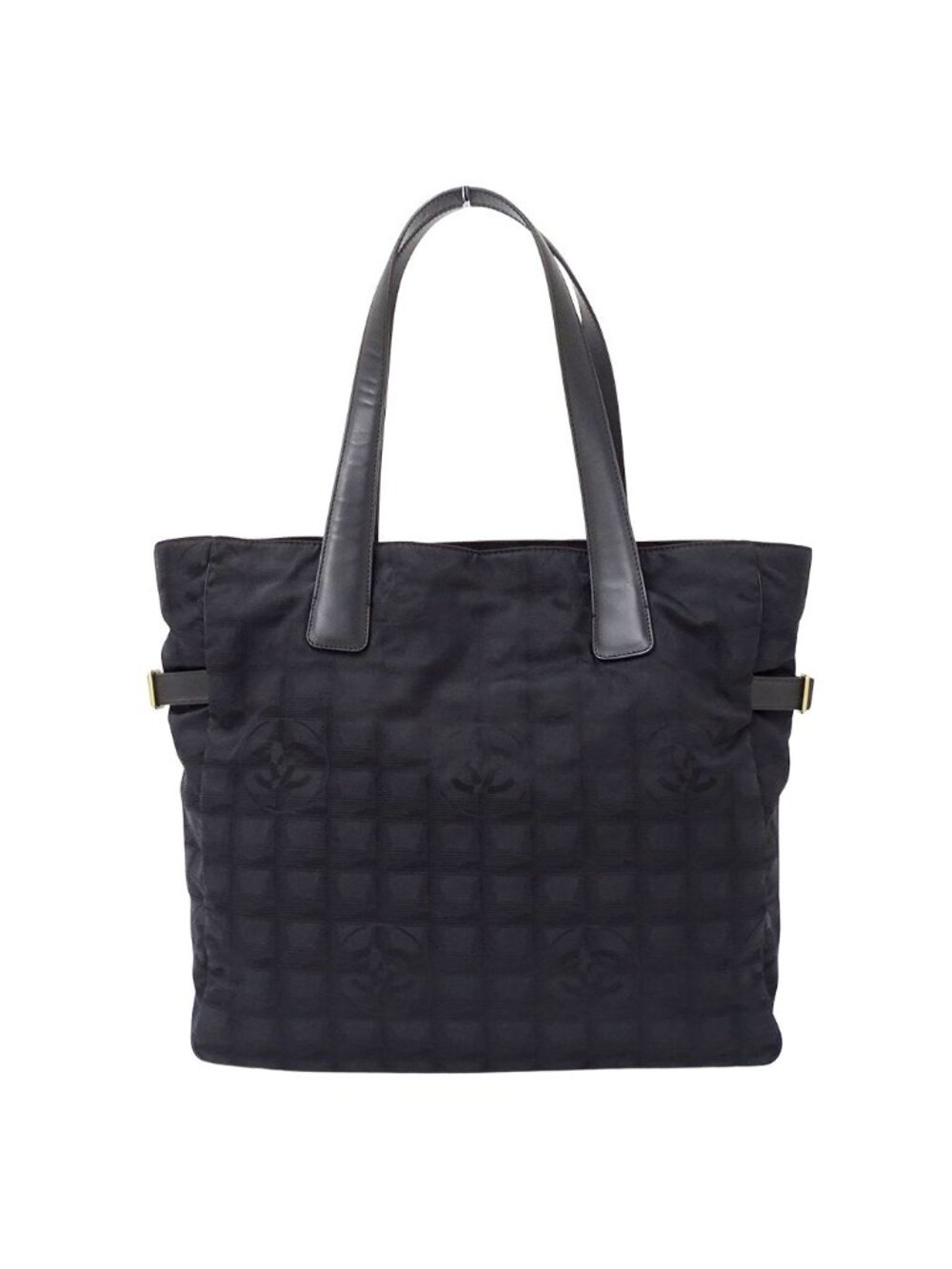 Chanel New Travel Tote Bag GM Nylon Black Gold Large